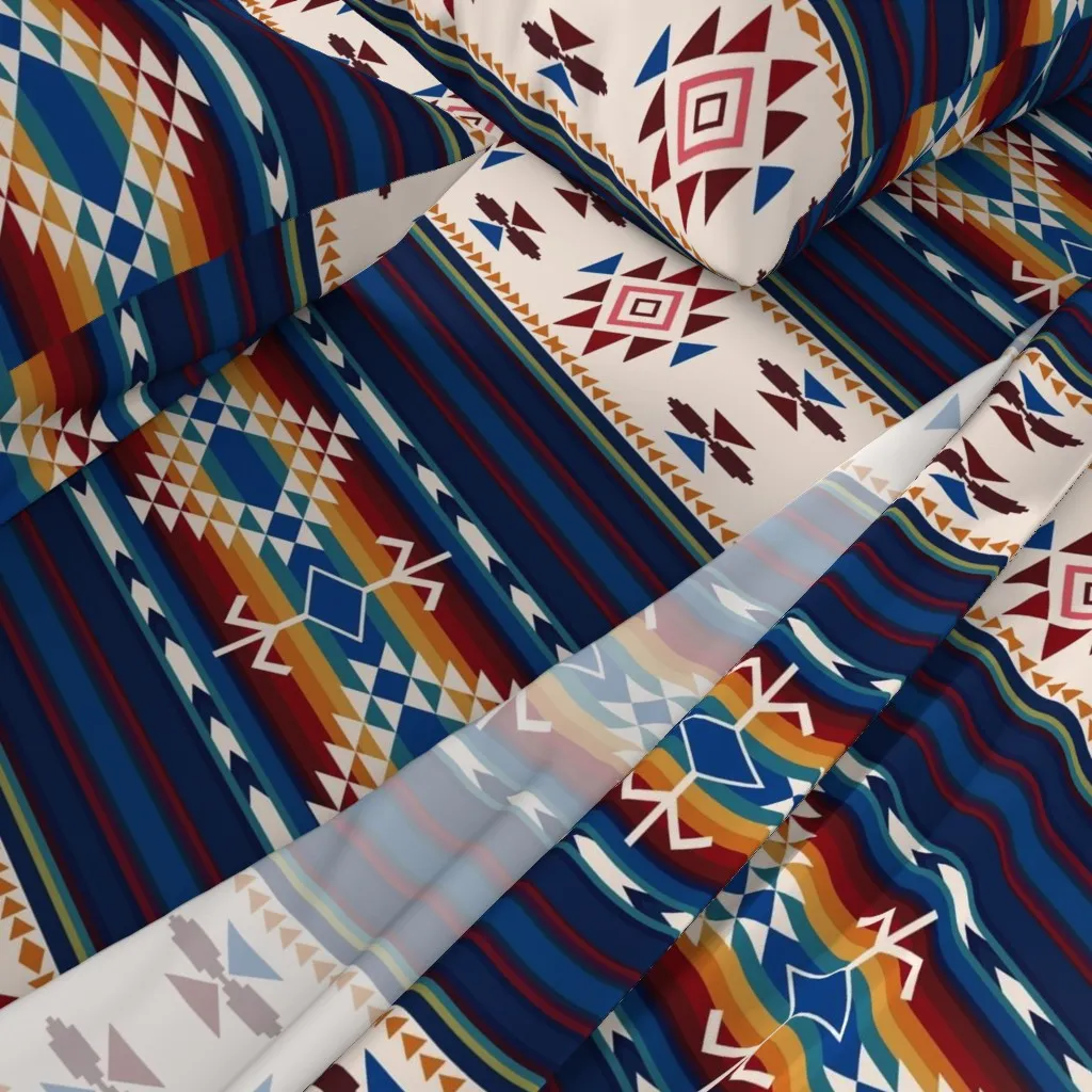 Native American Tribal Stripe King Sheet Set - Blue alternate view