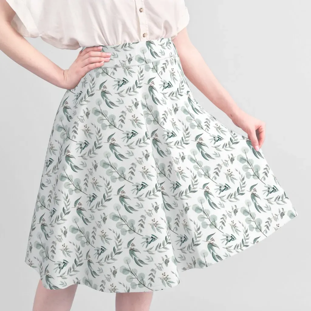 Native Eucalyptus Leaves Edition 1 Fabric Yardage - White, Green alternate view