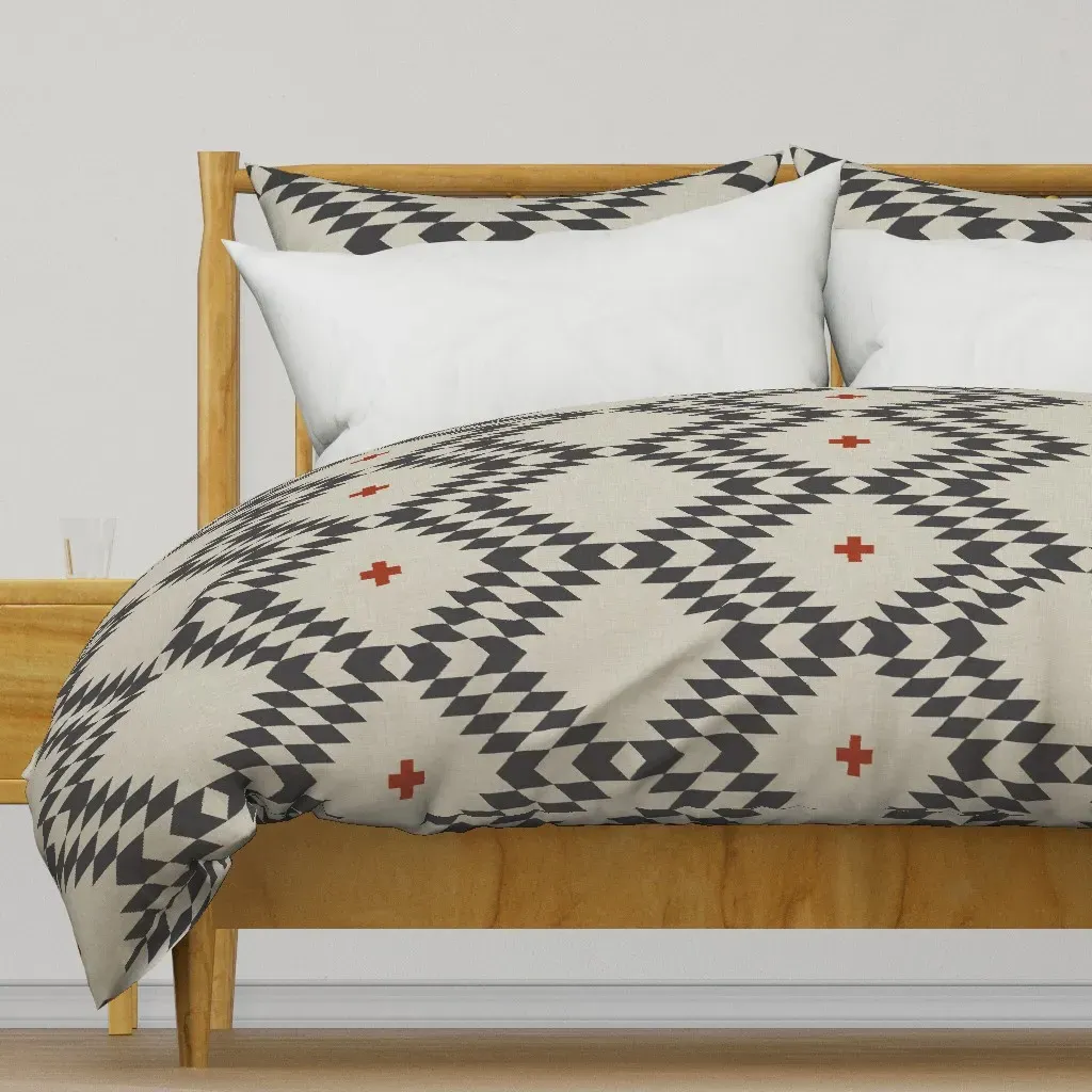 Native Natural Orange Large Duvet Cover - Charcoal product