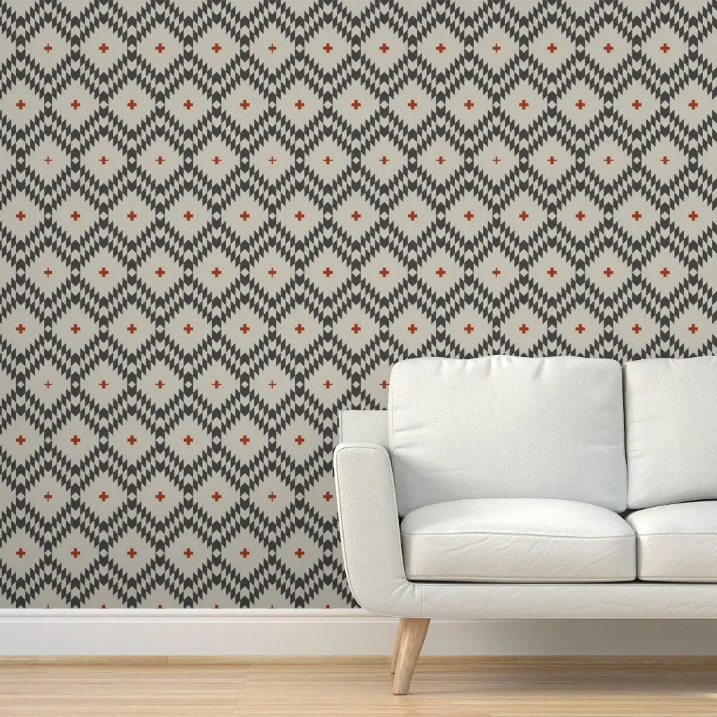 Native Natural Plus Rotated Peel and Stick Wallpaper - Gray, Red, Brown product