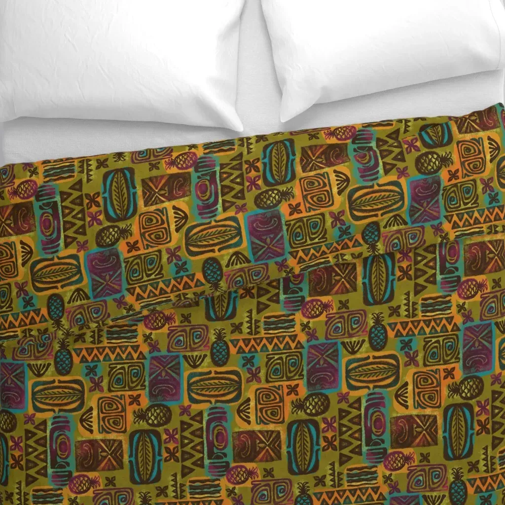 Native Poly Duvet Cover - Olive Green alternate view