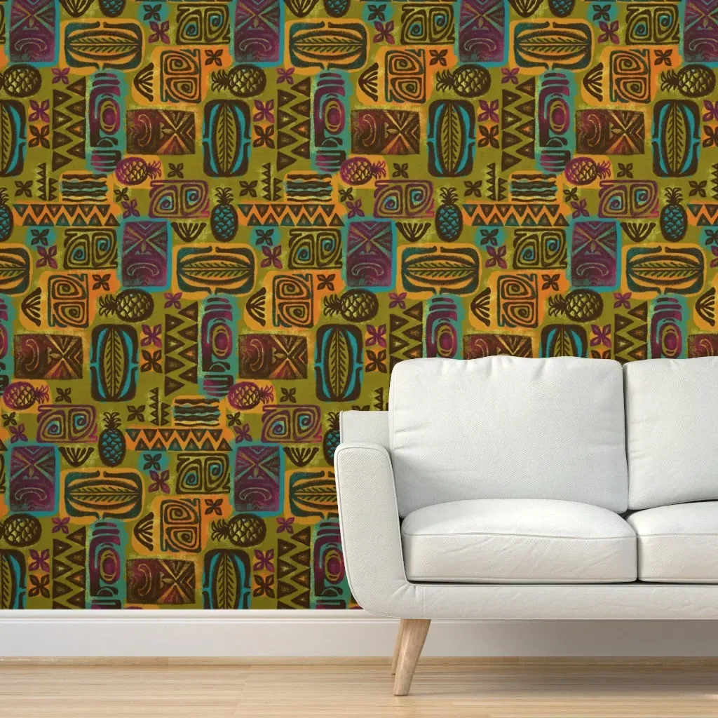 Native Poly Peel and Stick Wallpaper - Brown, Orange, Green product
