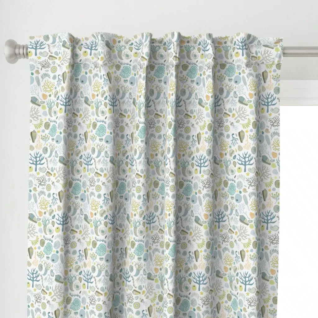 Natural Forms Small Curtain Panel - Light Teal alternate view