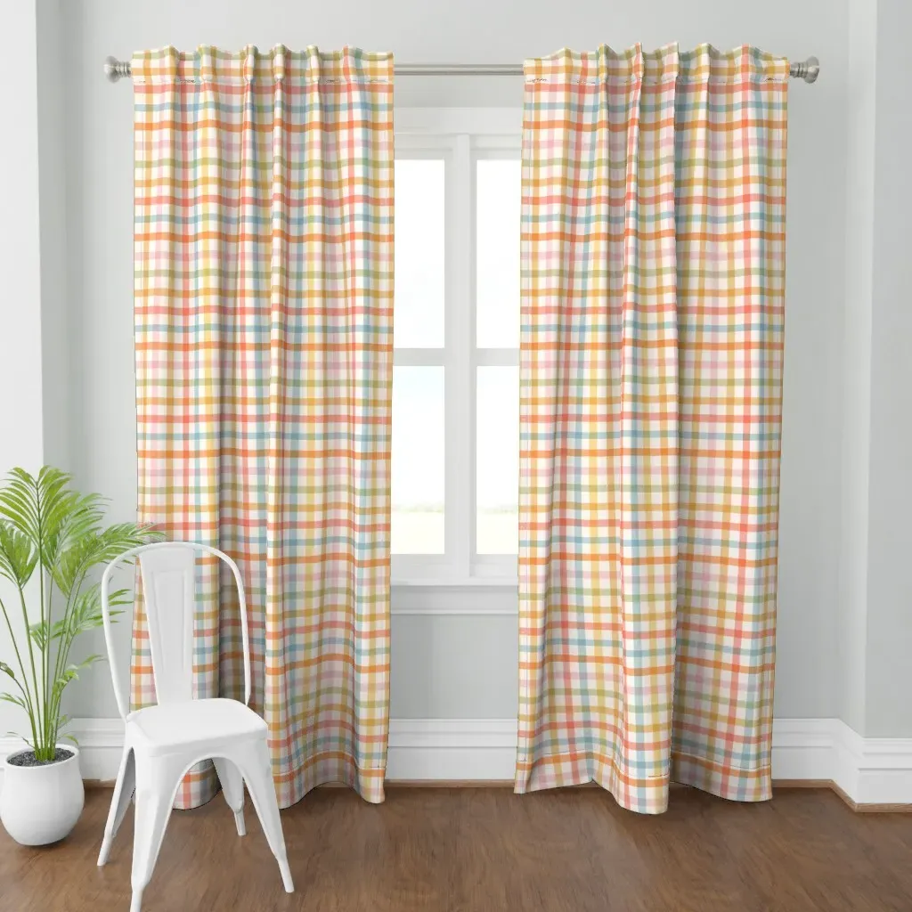 Natural Gingham Check Curtain Panel - Off-White product