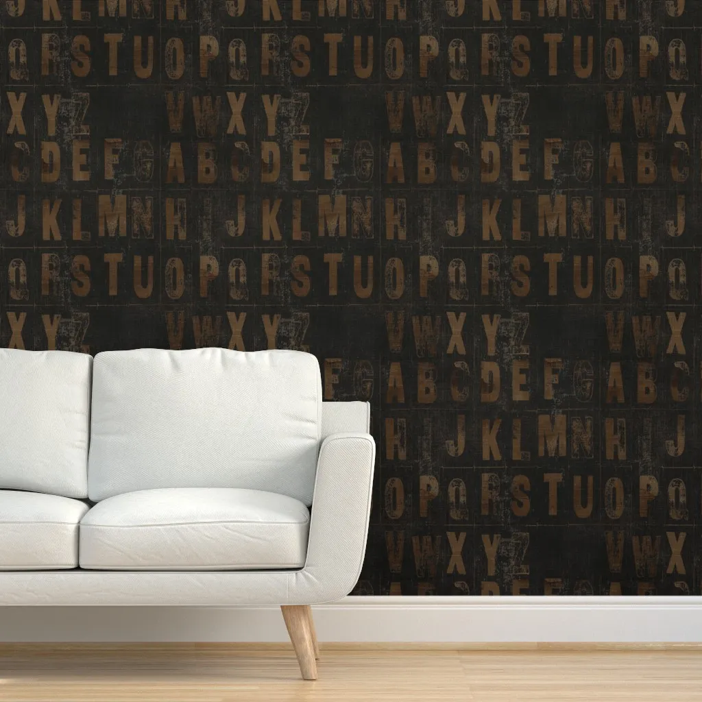 Natural History Halloween Alphabet Peel and Stick Wallpaper - Dark Brown product