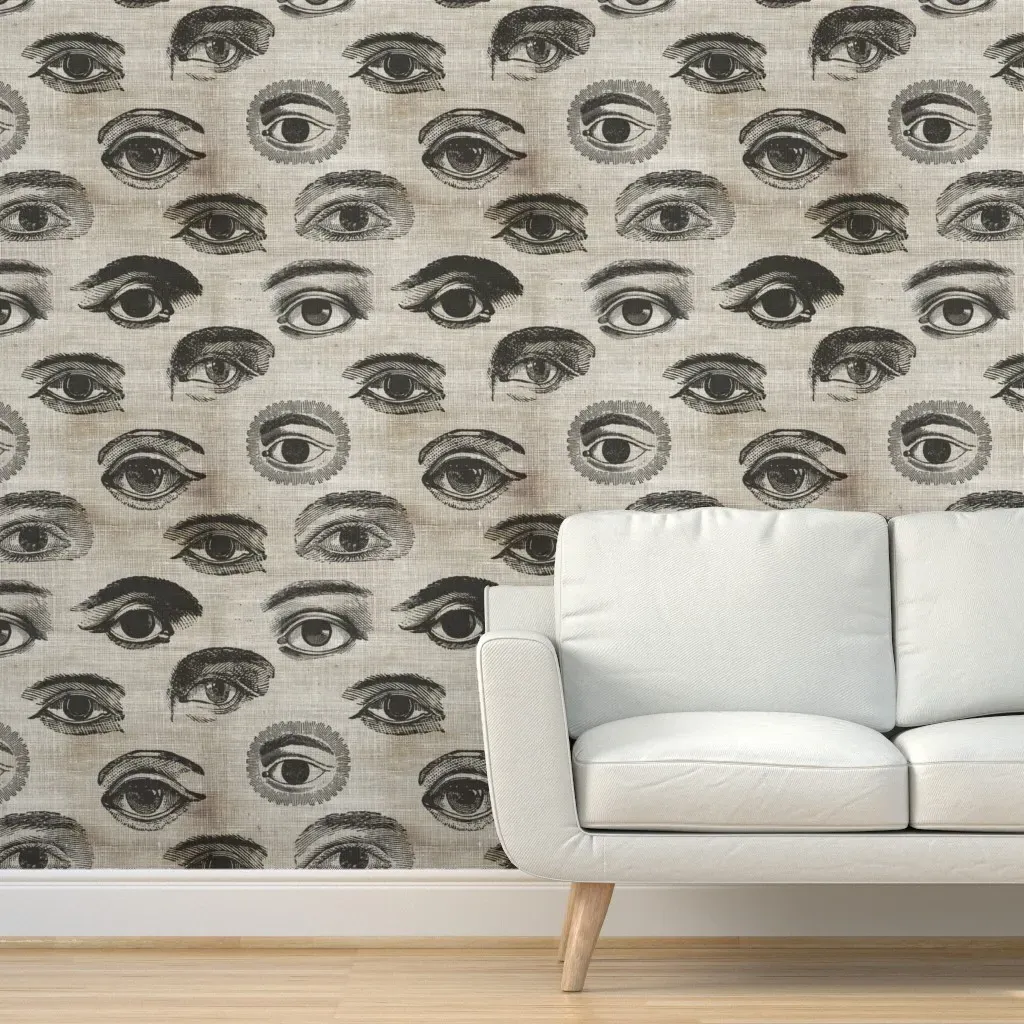 Natural History Halloween Eye Gauze Peel and Stick Wallpaper - Black product