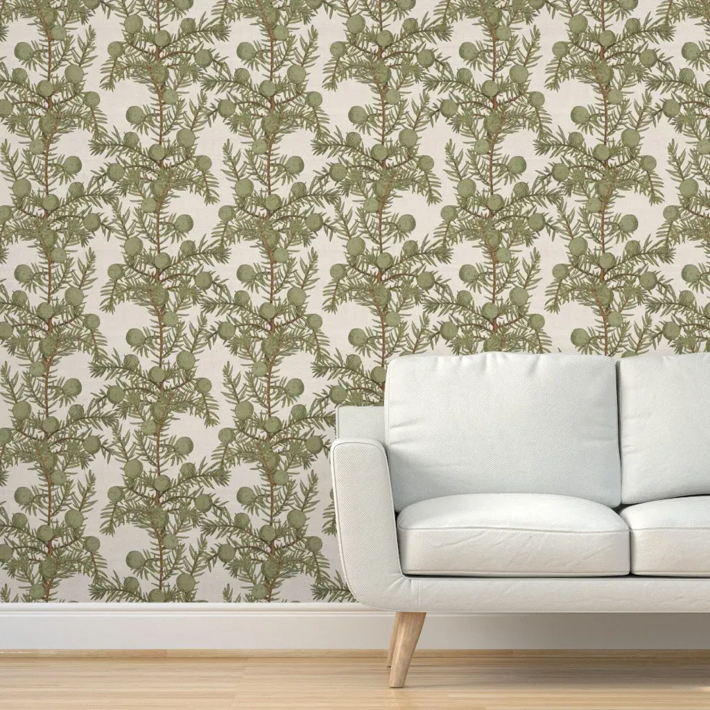 Natural History Holiday Juniper Branch Peel and Stick Wallpaper - Sage Green product
