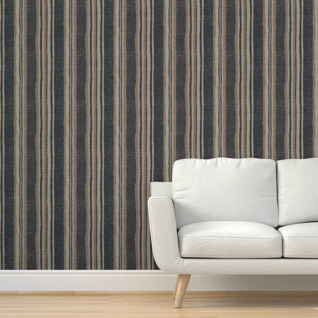 Natural History Holiday Licorice Stripe Peel and Stick Wallpaper - Dark Gray product