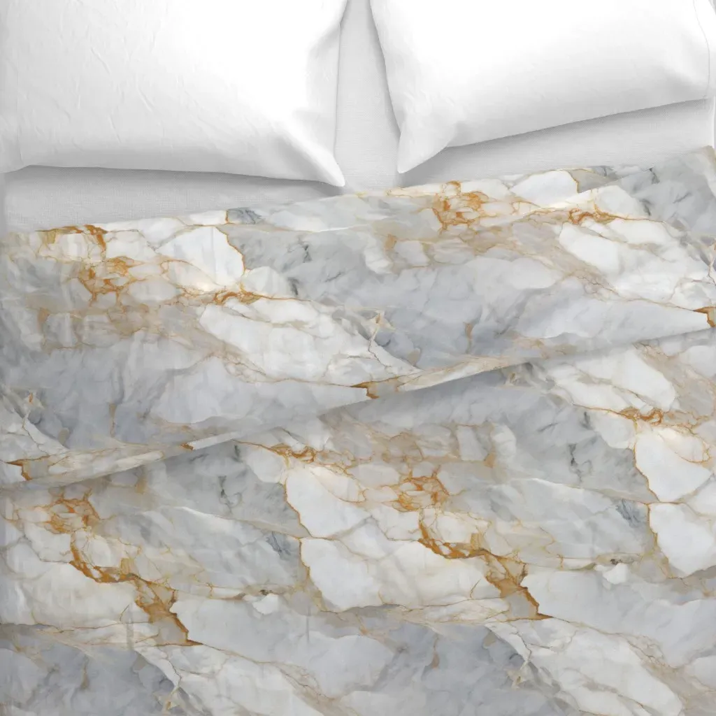 Natural Polished Stone Duvet Cover - White alternate view
