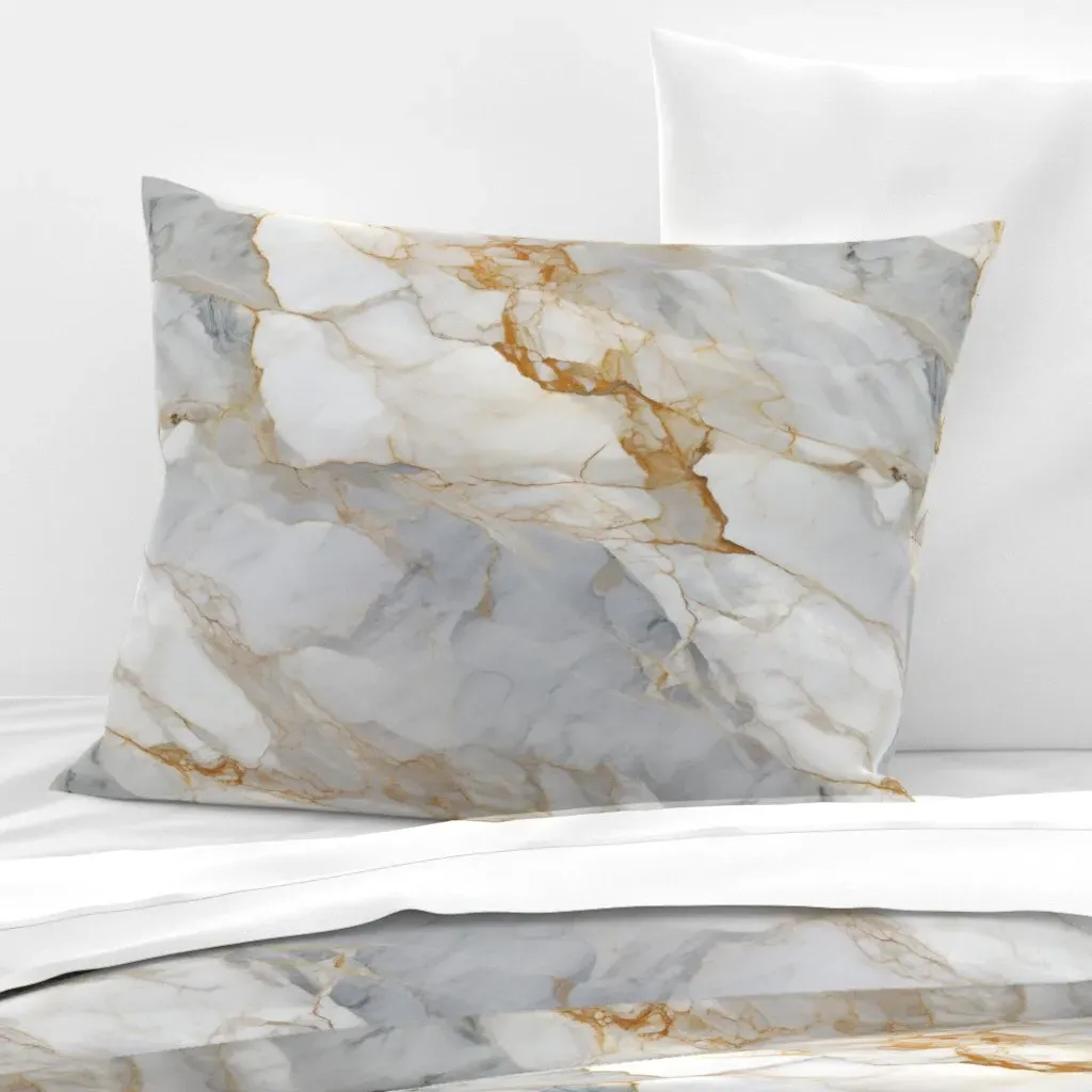 Natural Polished Stone Standard Pillow - White, Cotton Sateen product