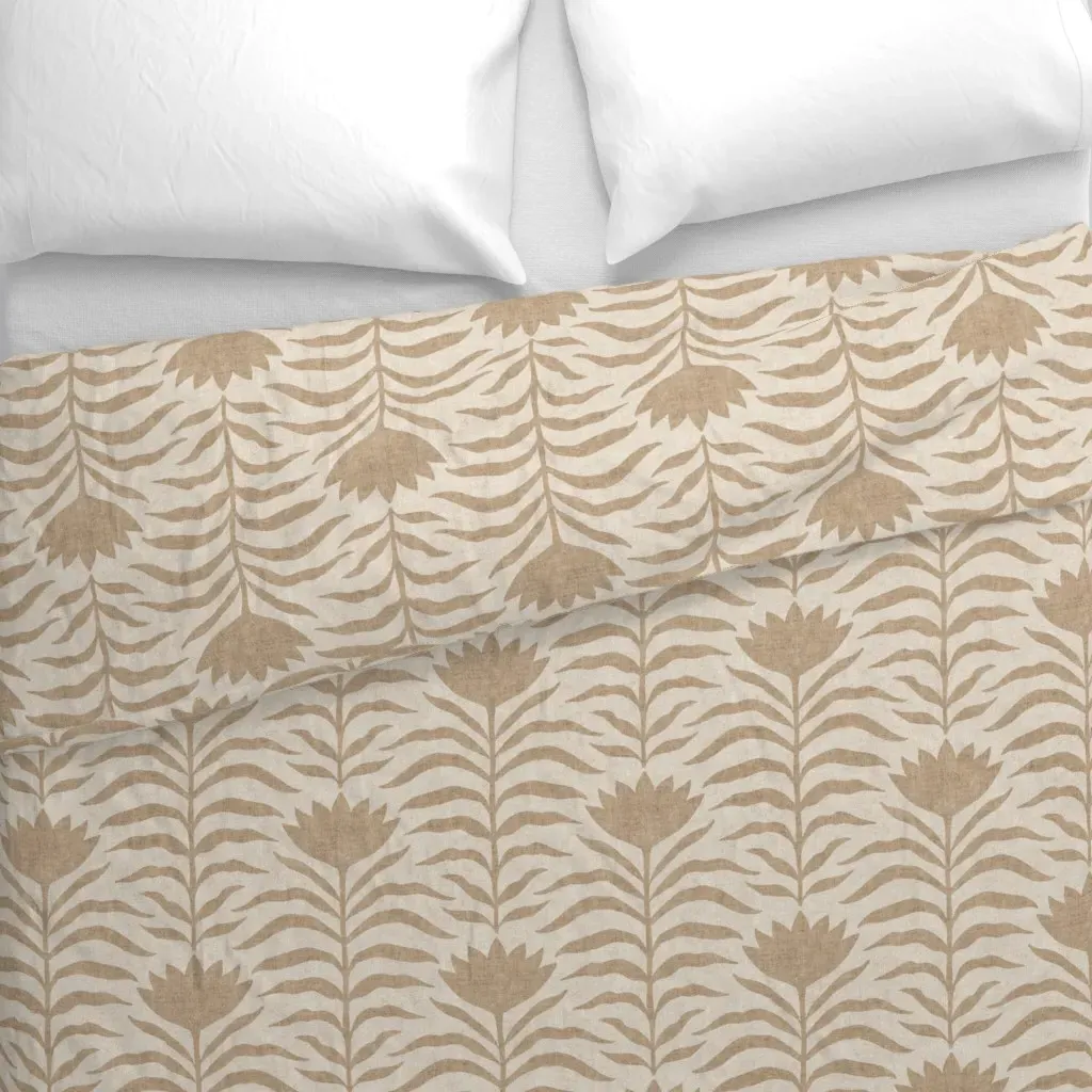 Natural Tan Boho Flowers Duvet Cover - Beige alternate view