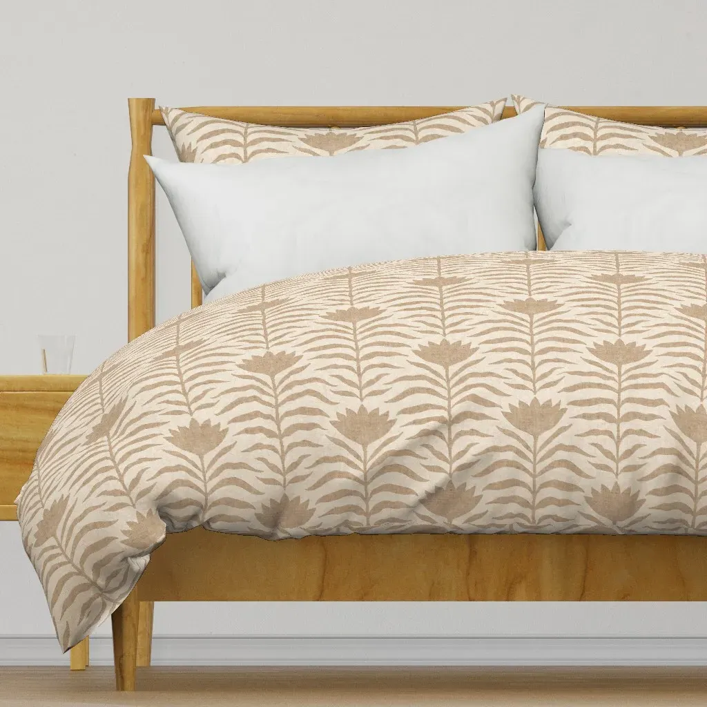 Natural Tan Boho Flowers Duvet Cover - Beige product