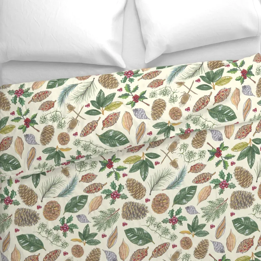 Natural Wreath Cuttings Duvet Cover - Green alternate view