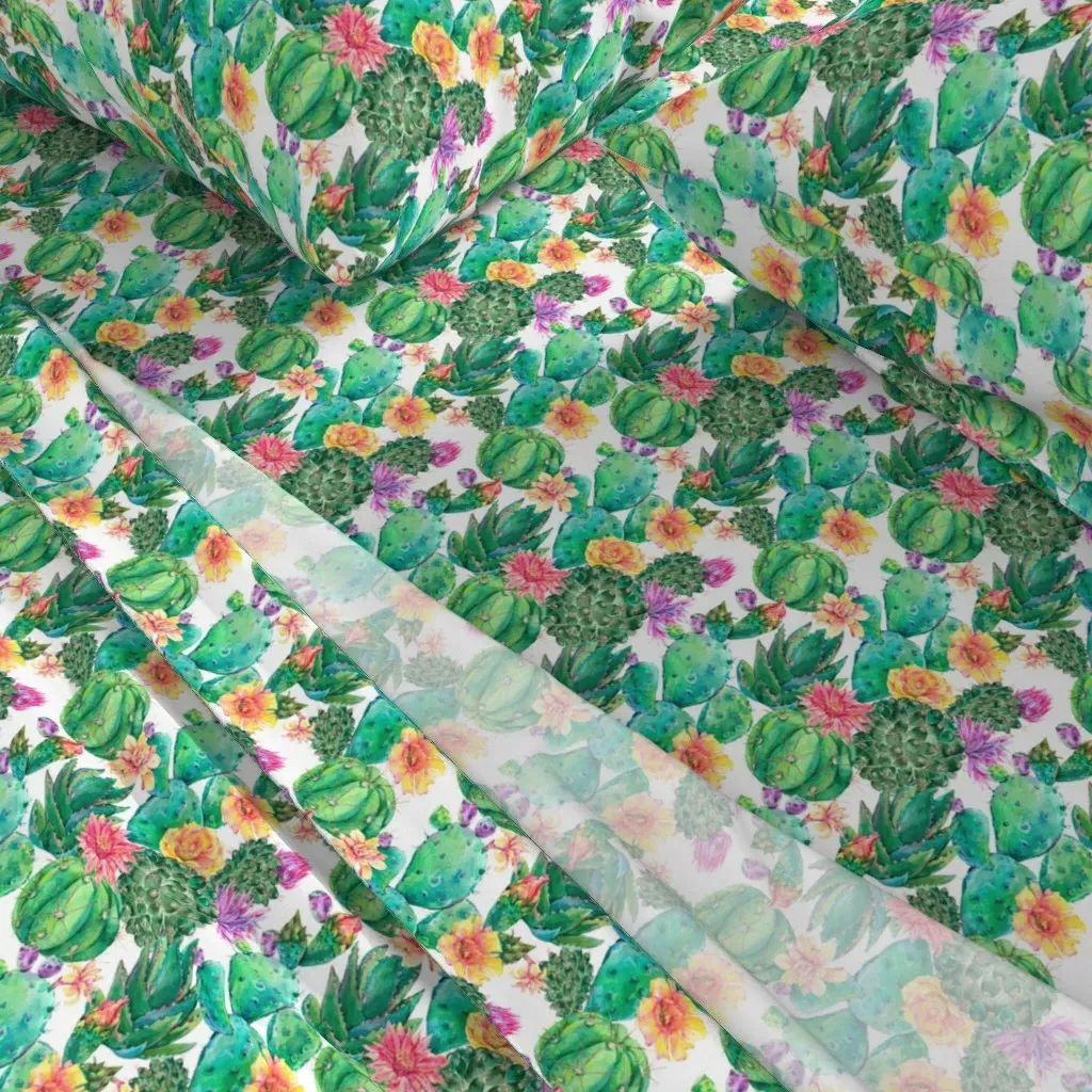 Naturally Tropical Watercolor Cacti Floral Twin Sheet Set - Green alternate view