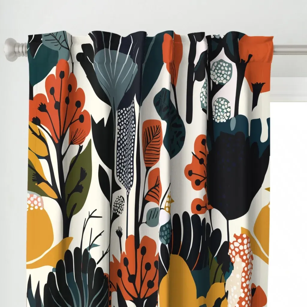 Nature Curtain Panel - Dark Teal alternate view
