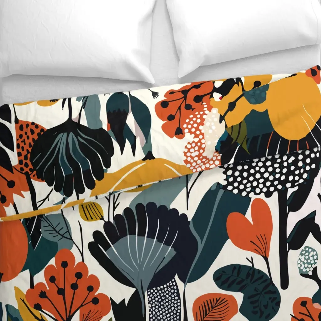 Nature Pattern Duvet Cover - Dark Teal alternate view