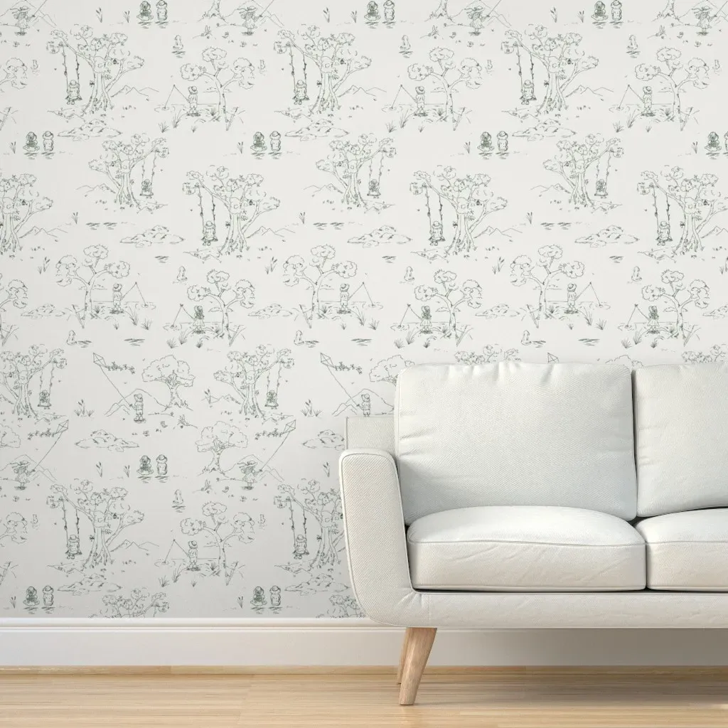 Natures Playroom Toile Peel and Stick Wallpaper - Sage Green product
