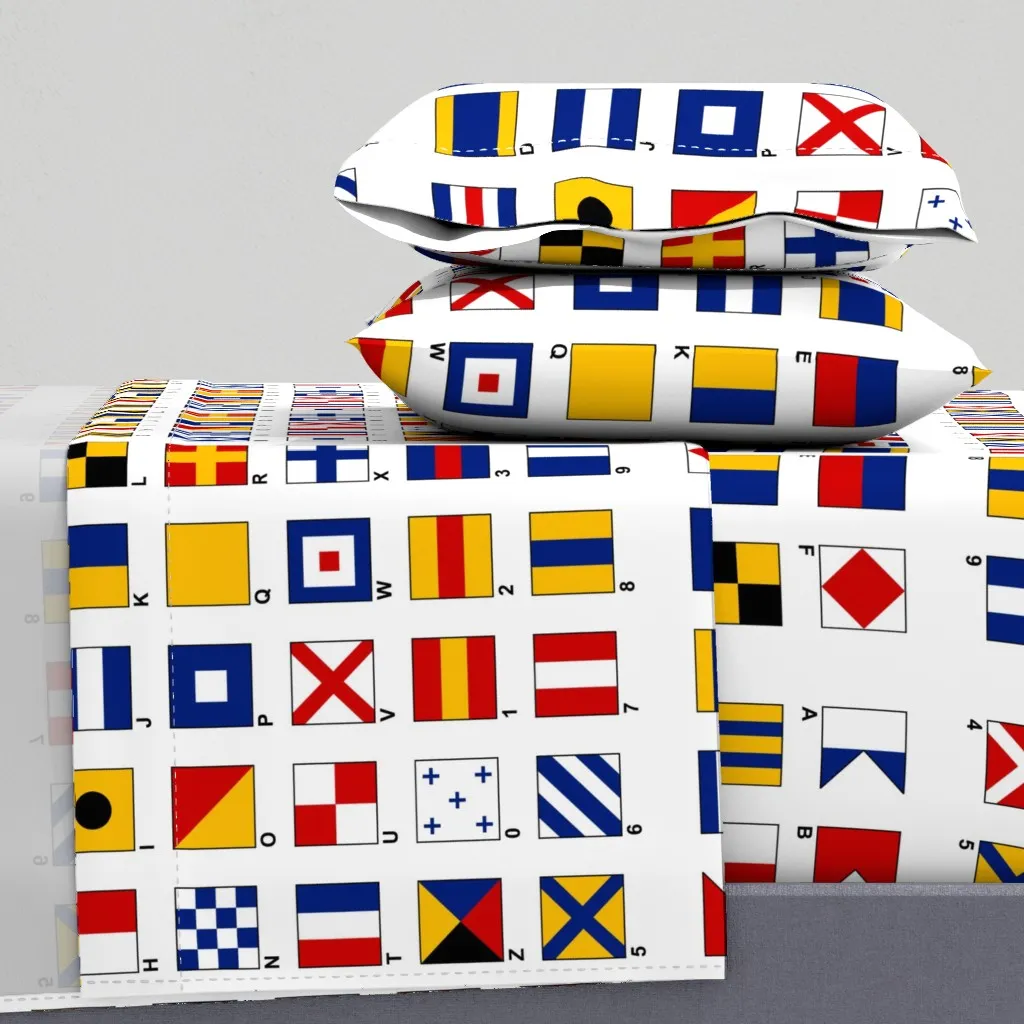 Nautical Flags Alphabet and Numbers Full Sheet Set - Blue product