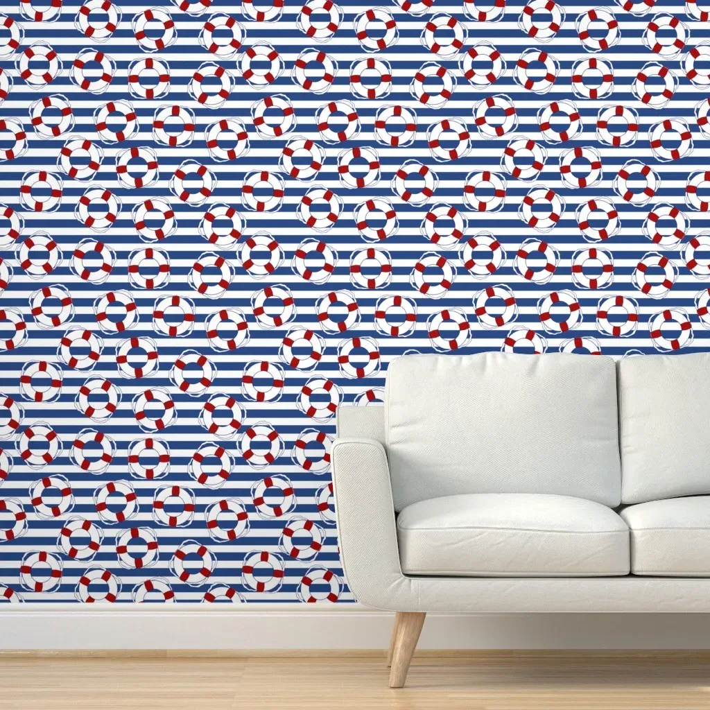 Nautical Life Preserver Peel and Stick Wallpaper - White product