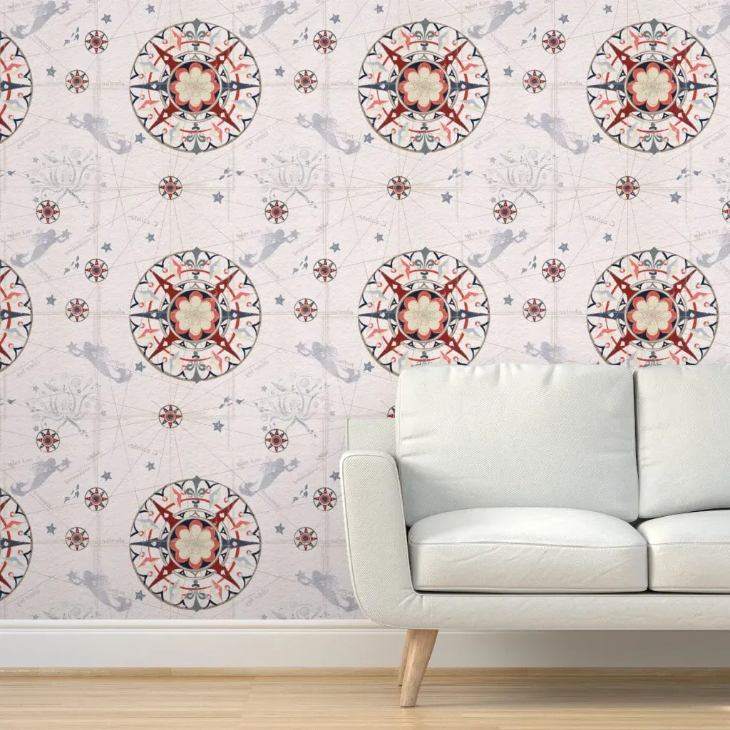 Nautical Mapping Peel and Stick Wallpaper - Red product