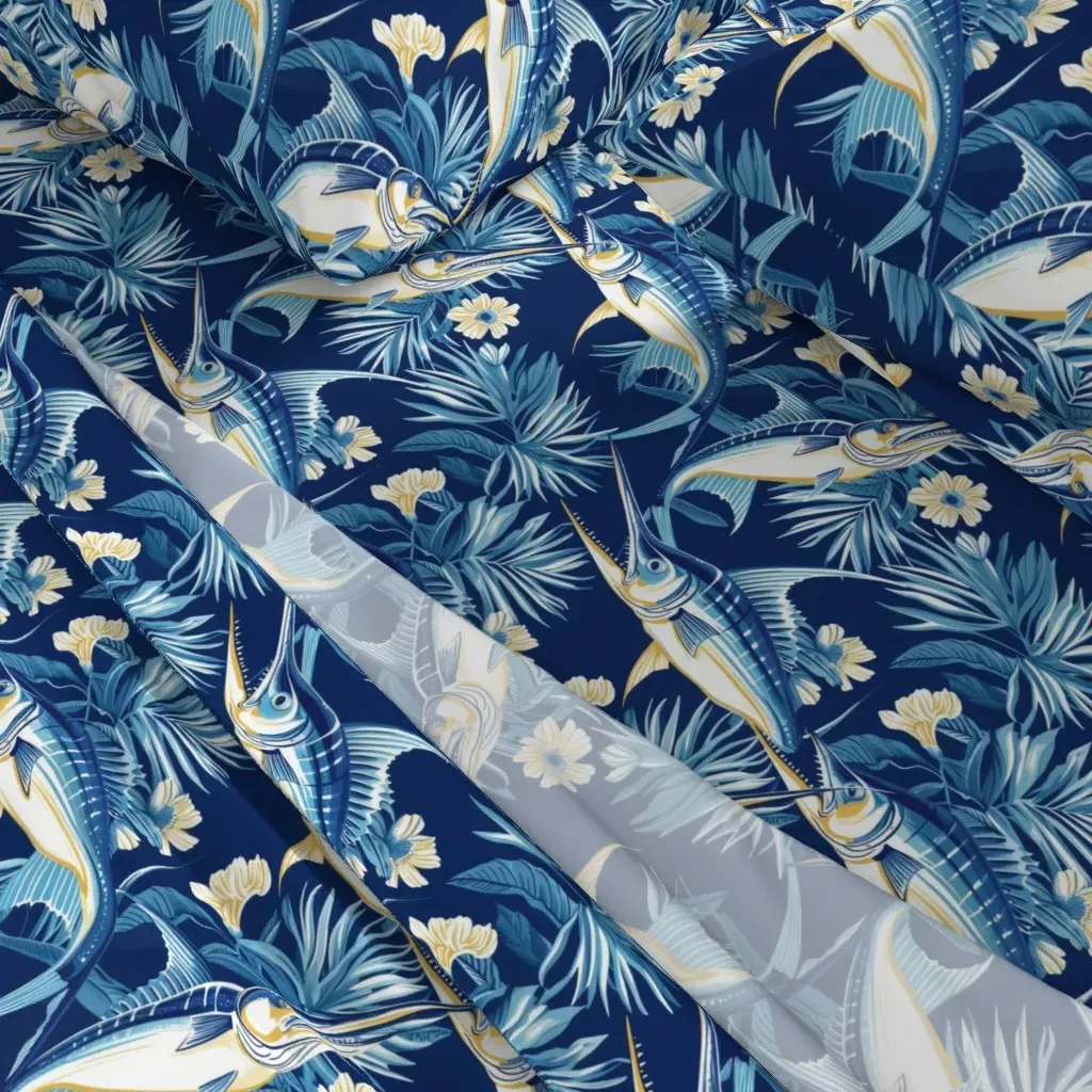 Nautical Marlin Bloom Queen Sheet Set - Blue alternate view