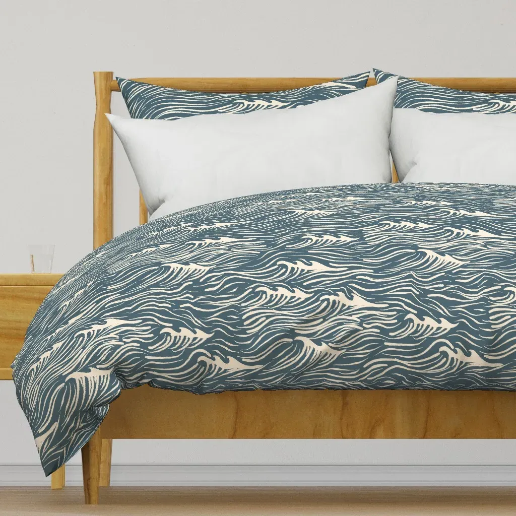Nautical Ocean Waves Block Duvet Cover product