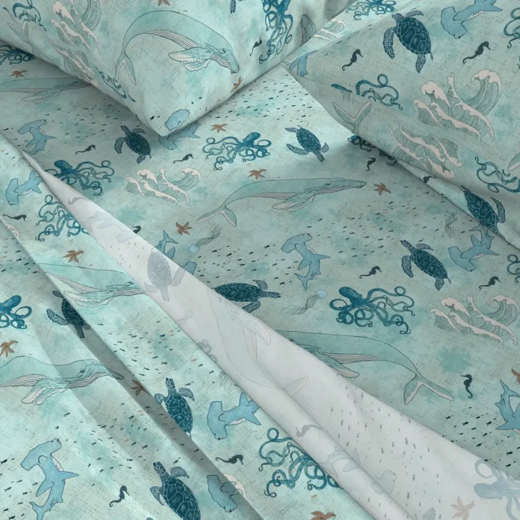 Nautical Queen Size Sheet Set - Light Blue alternate view