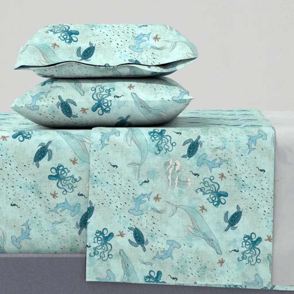 Nautical Queen Size Sheet Set - Light Blue product