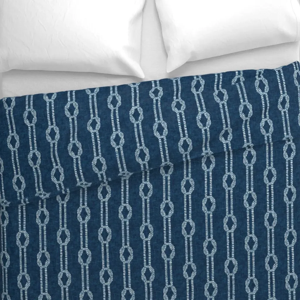 Nautical Rope Knots Square Duvet Cover - Navy Blue alternate view