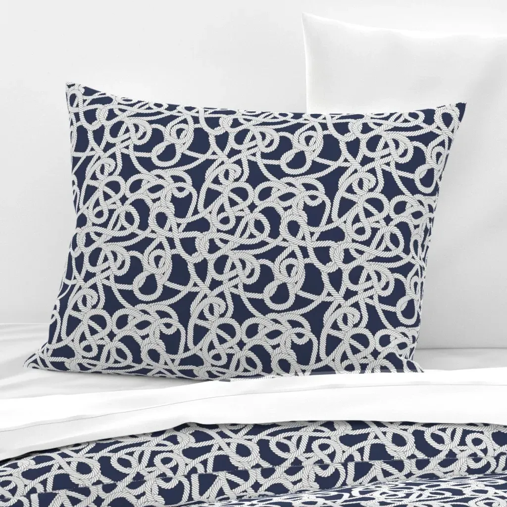 Nautical Rope Knots Standard Pillow Cover - White, Cotton Sateen product