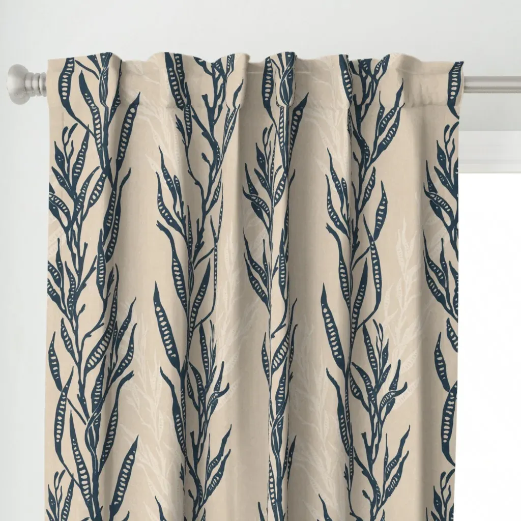 Nautical Seaweed Curtain Panel - Navy Blue alternate view