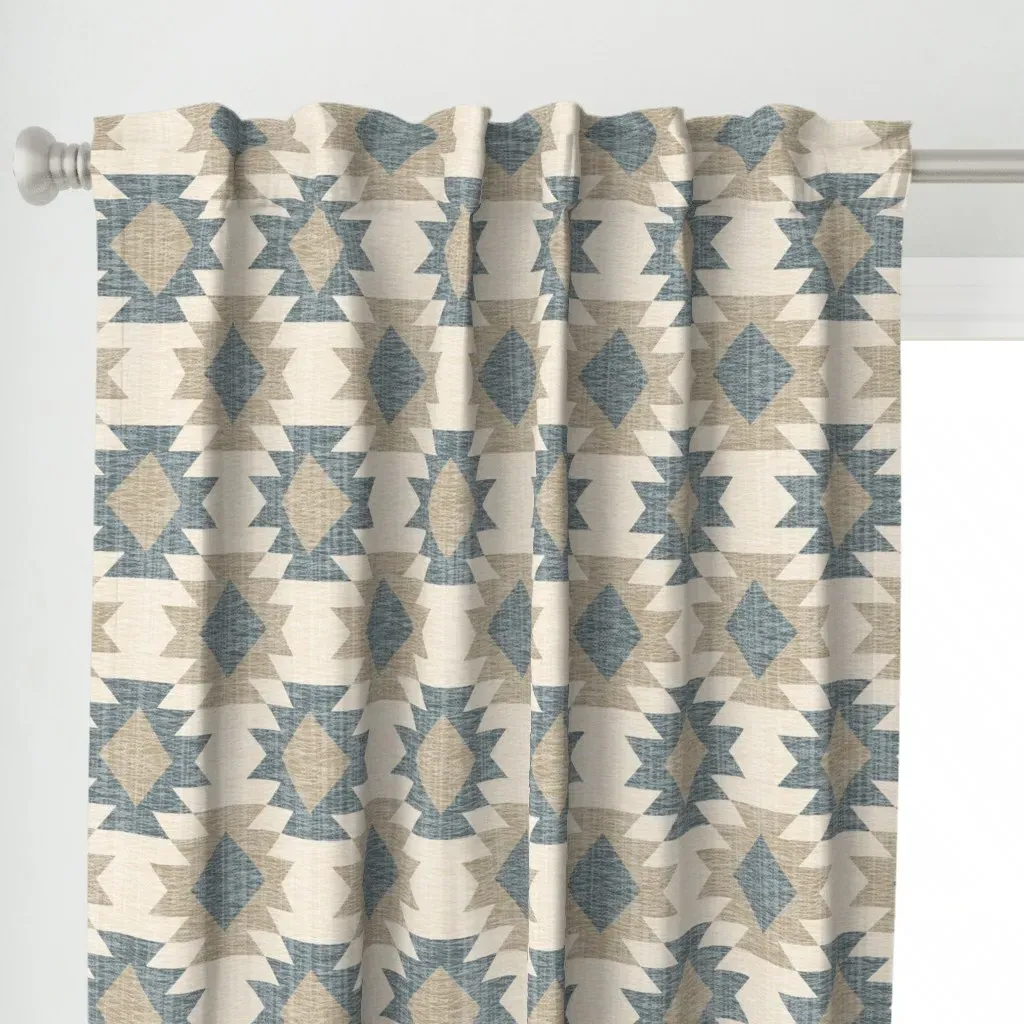 Navajo Aztec Tribal Kilim Curtain Panel - Off-White alternate view