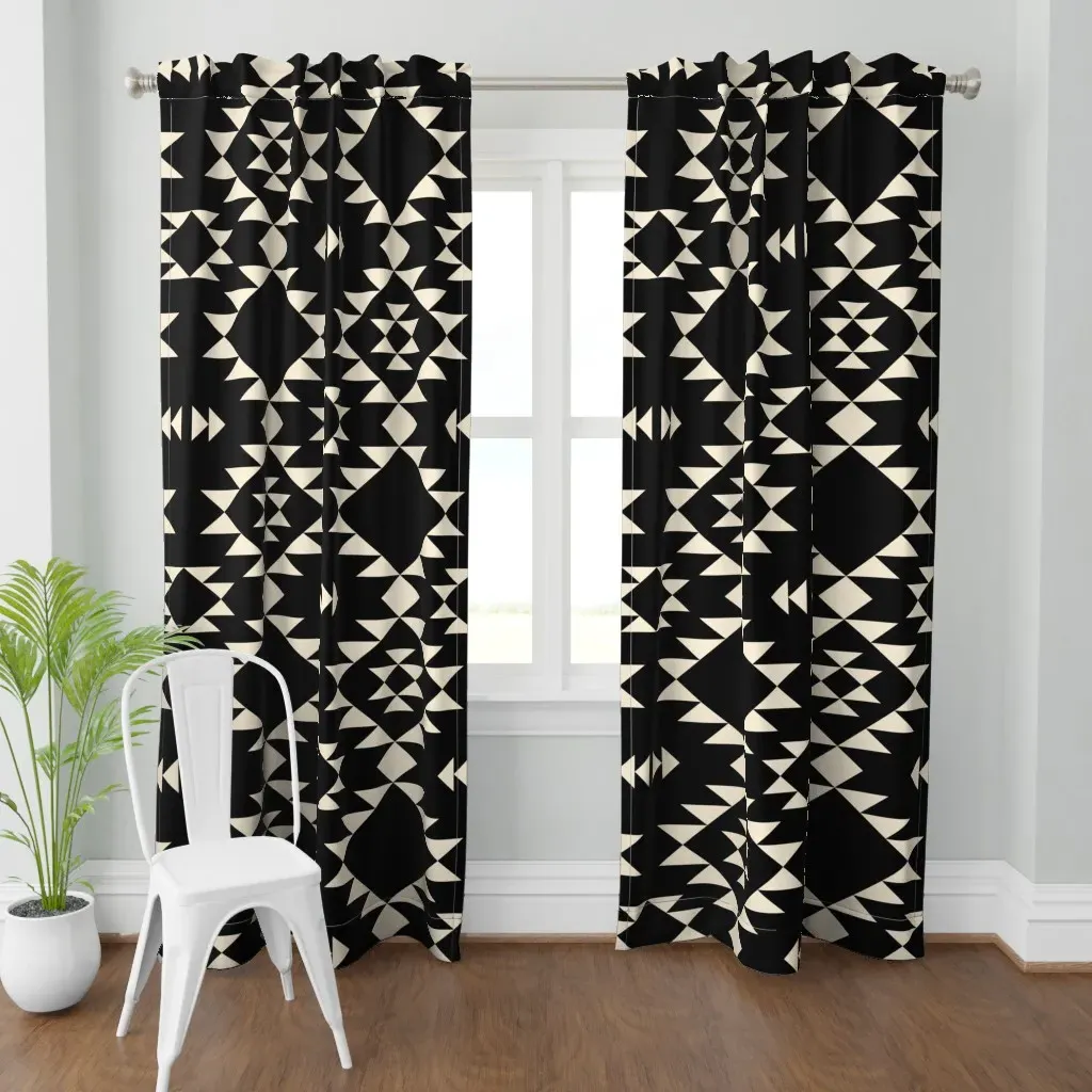Navajo Black Ivory Curtain Panel - Beige product