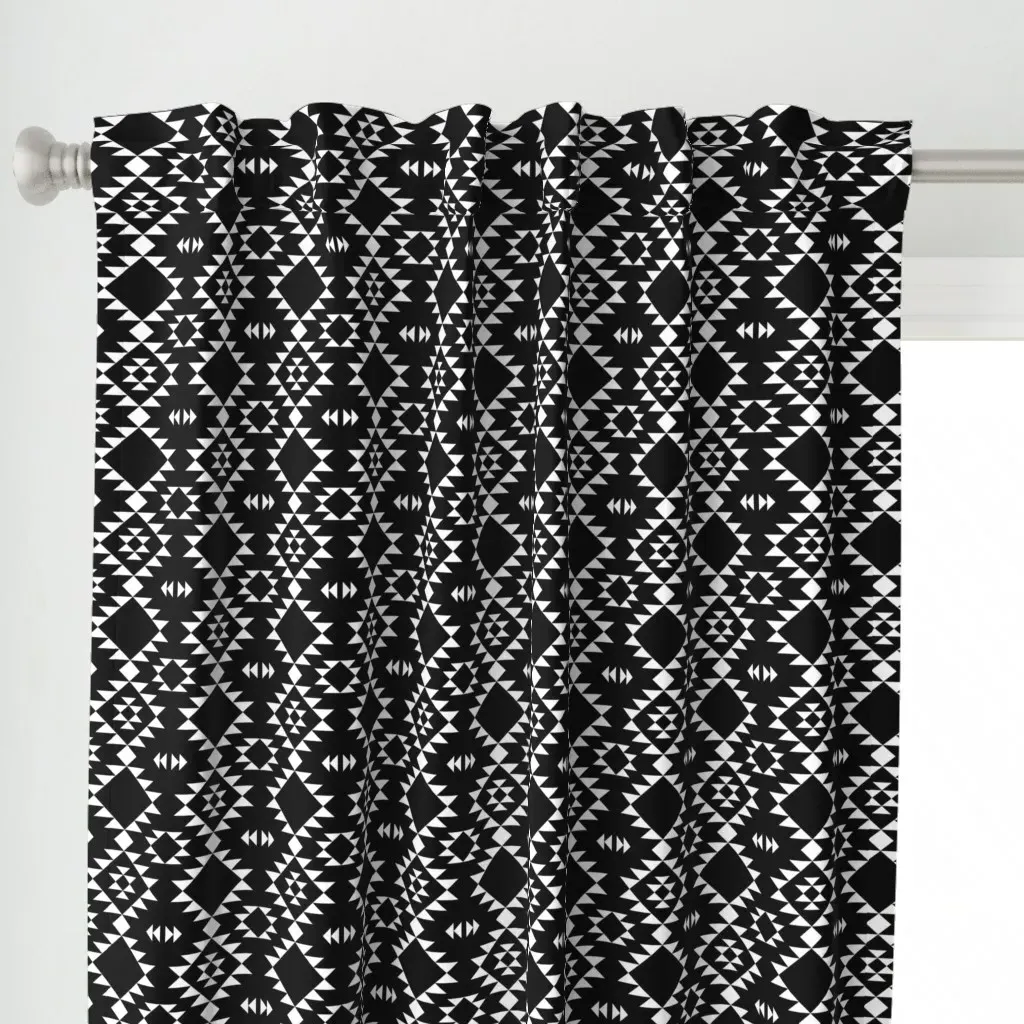 Navajo Curtain Panel - Black & White alternate view