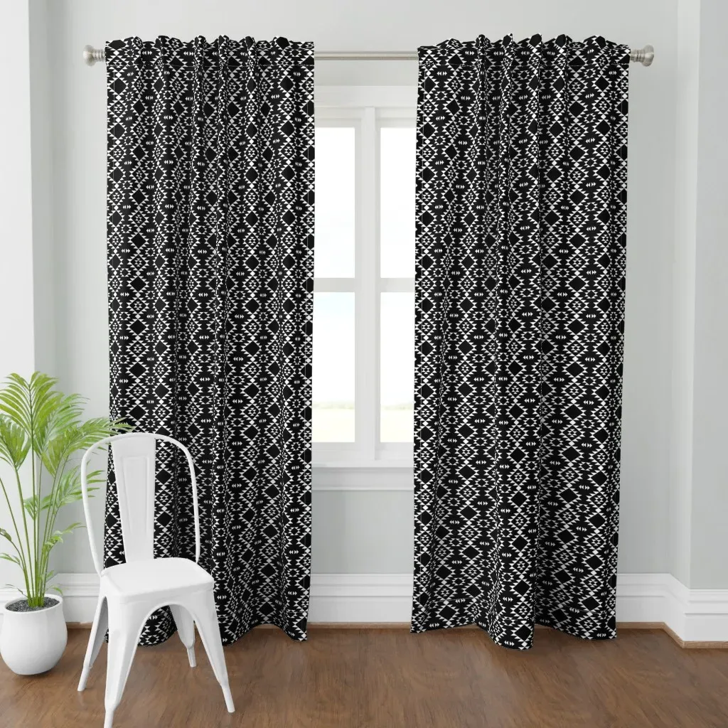 Navajo Curtain Panel - Black & White product