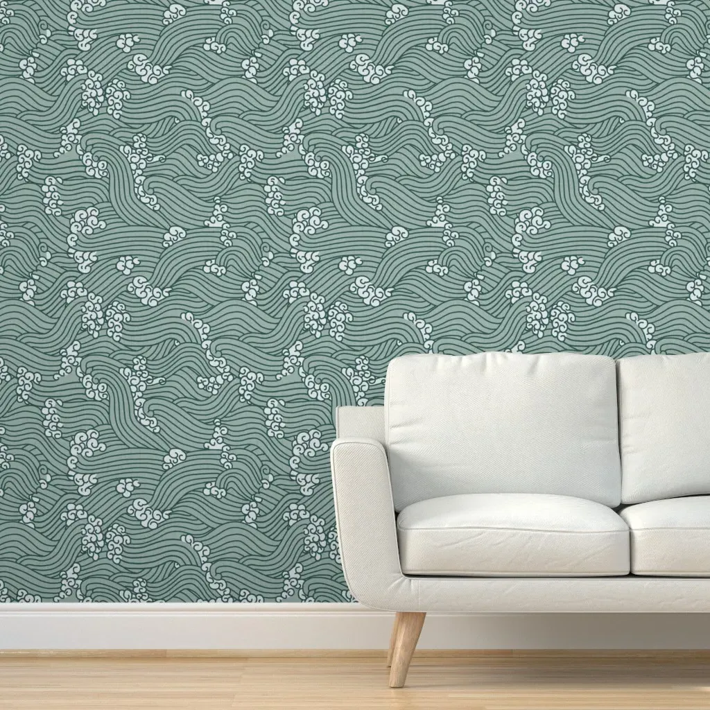 Navi Seafoam Peel and Stick Wallpaper Removable - Teal product