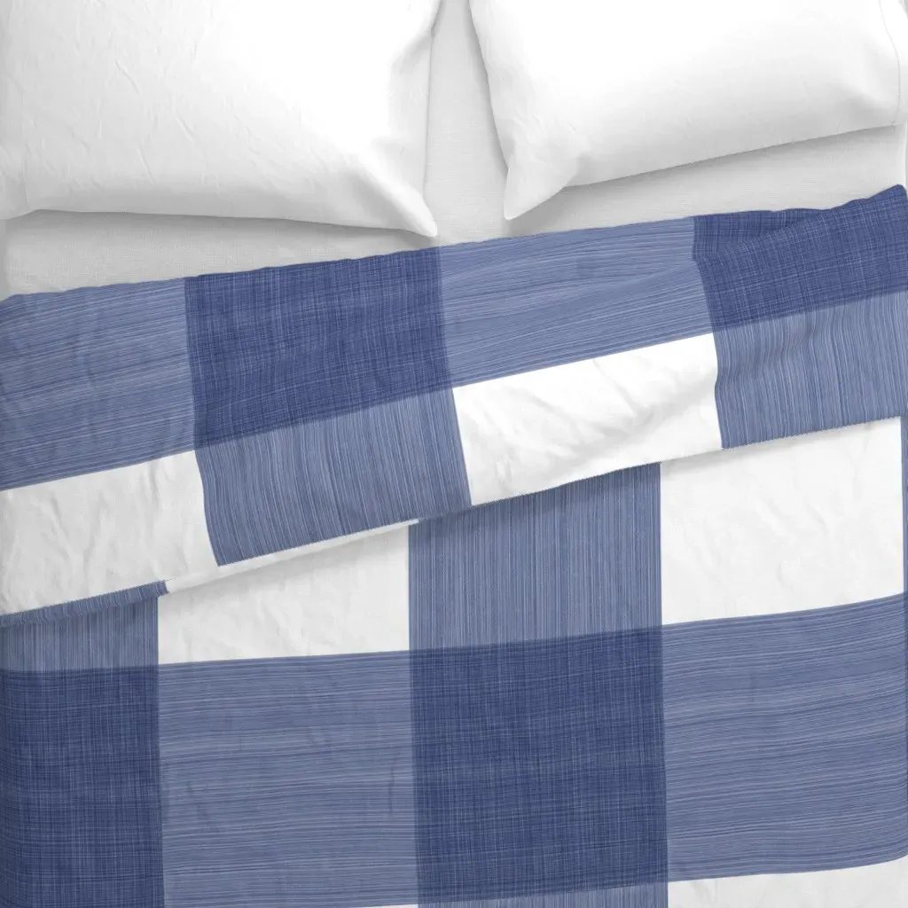Navy 12" Buffalo Plaid Duvet Cover - Blue alternate view