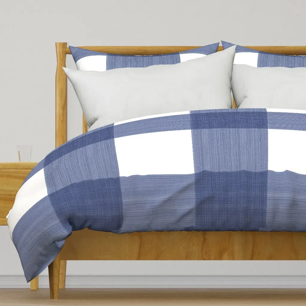 Navy 12" Buffalo Plaid Duvet Cover - Blue product
