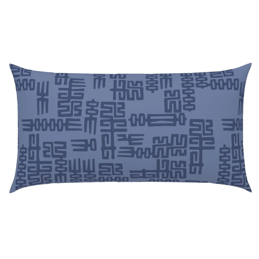 Navy Abstract Chinoiserie King Pillow Sham - Dusty Blue product
