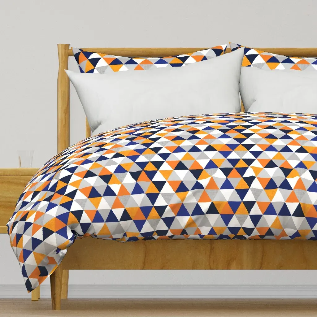 Navy and Orange Triangles Duvet Cover - Orange product