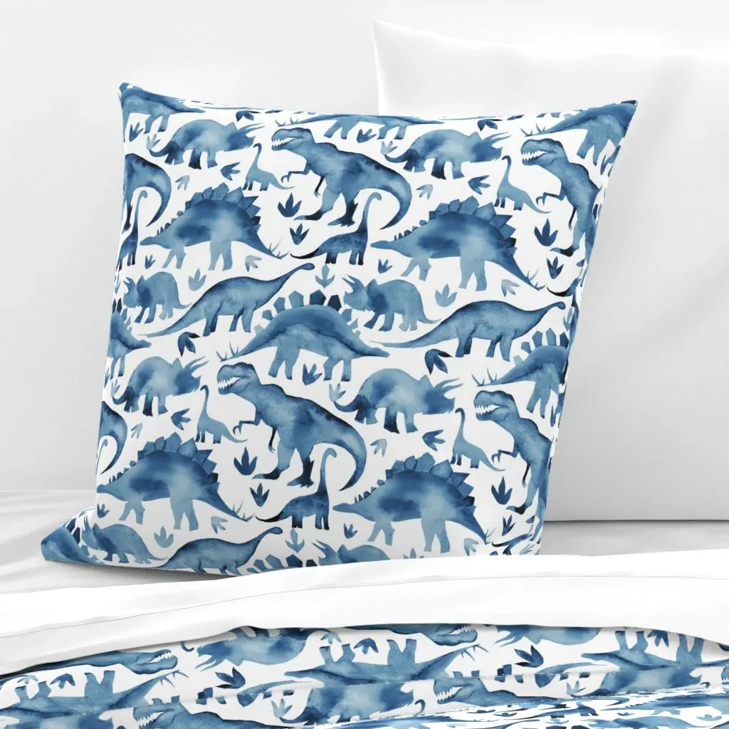Navy Blue Dinosaurs Euro Pillow Sham - Indigo product