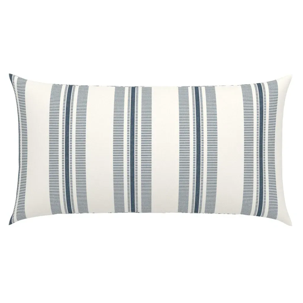 Navy Blue On Cream Vertical Cabana Stripes King Pillow Sham - Blue product