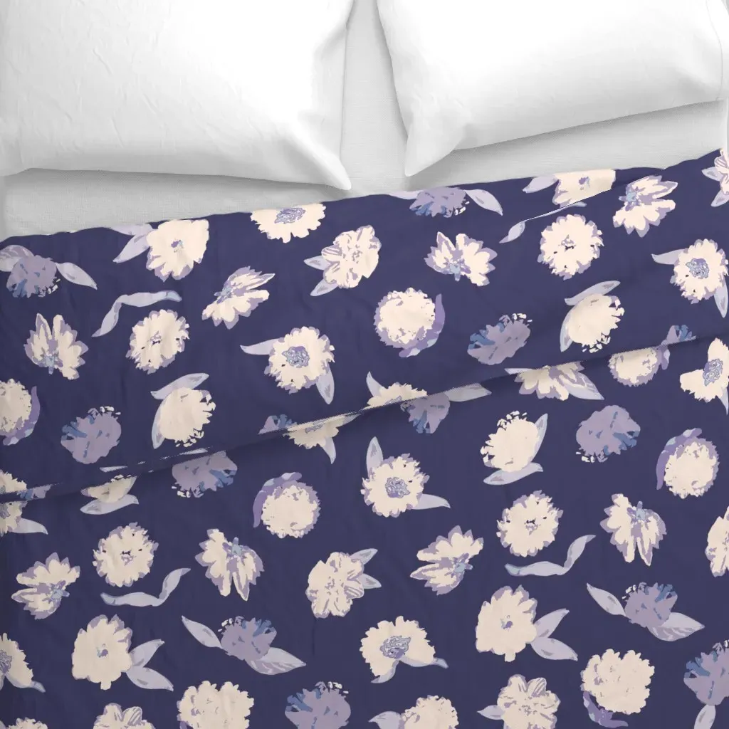Navy Cream Cherry Blossom Duvet Cover - Cream alternate view