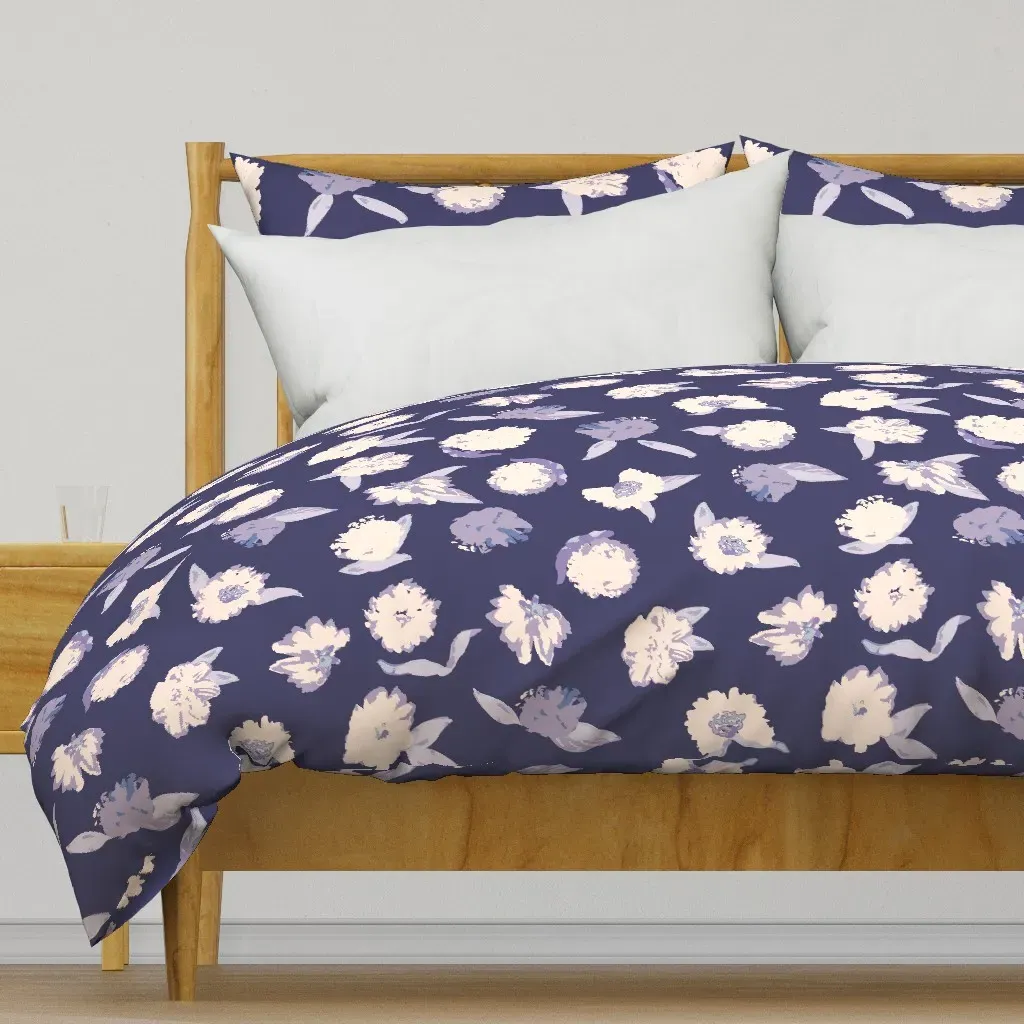 Navy Cream Cherry Blossom Duvet Cover - Cream product