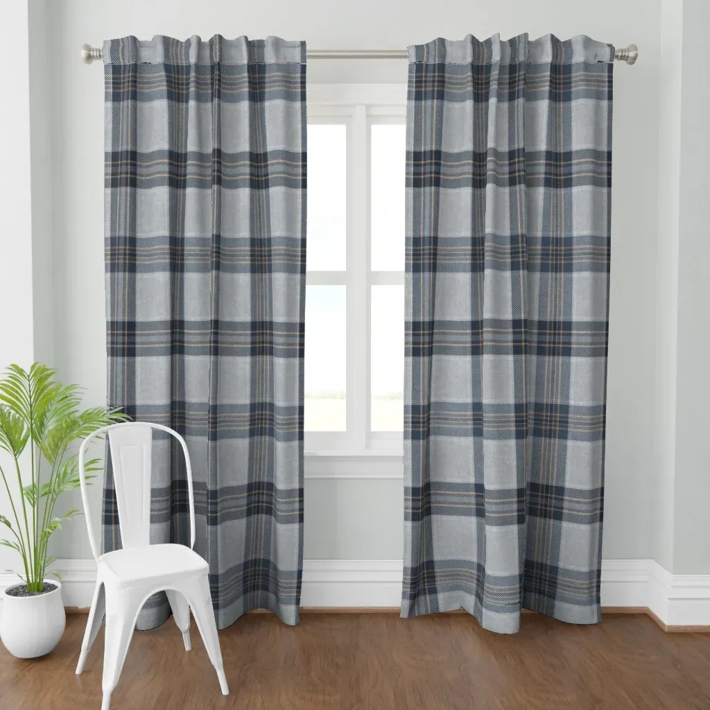 Navy Denim Goldenrod Curtain Panel - Blue product