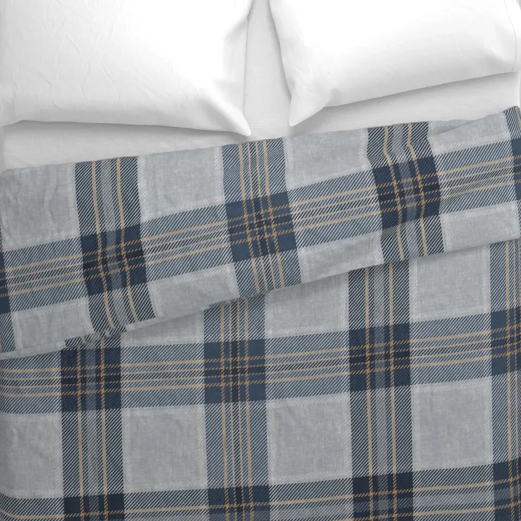 Navy Denim Goldenrod Weathered Duvet Cover - Blue alternate view