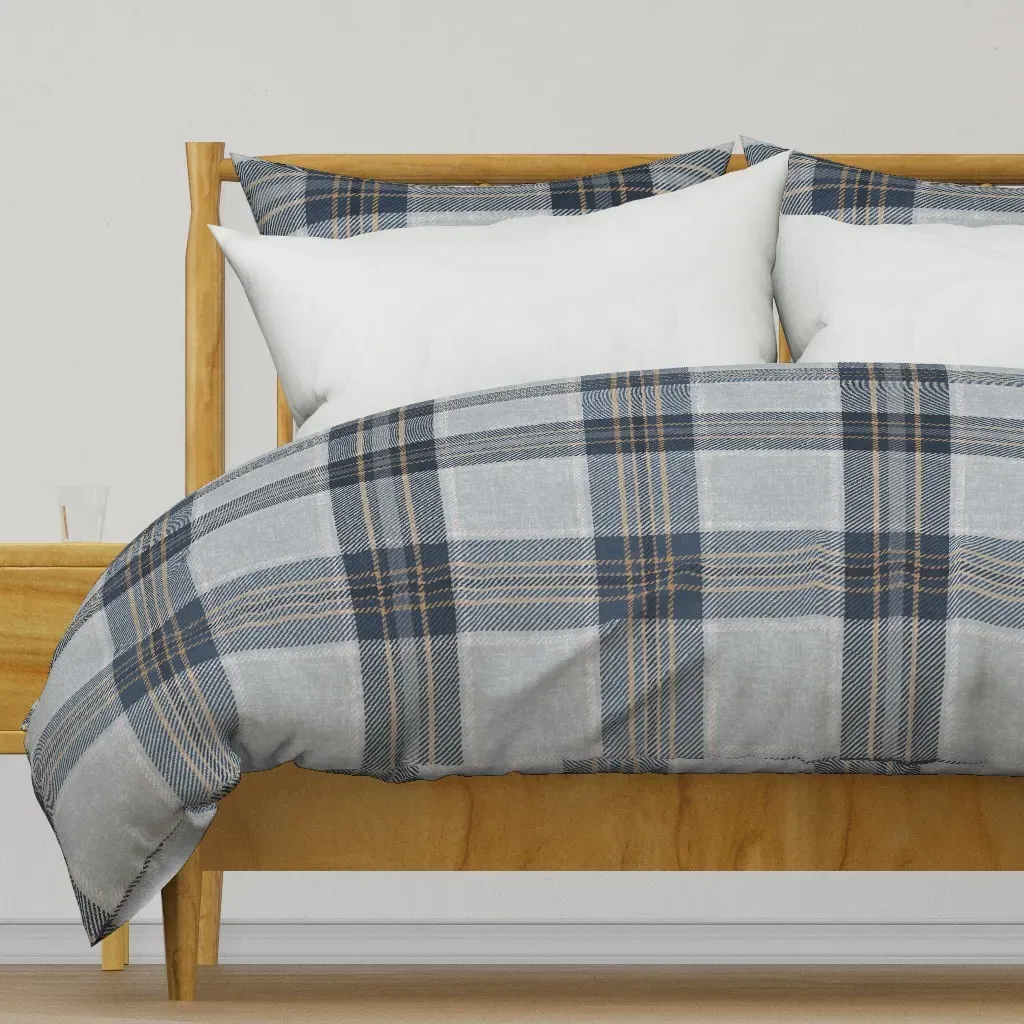 Navy Denim Goldenrod Weathered Duvet Cover - Blue product