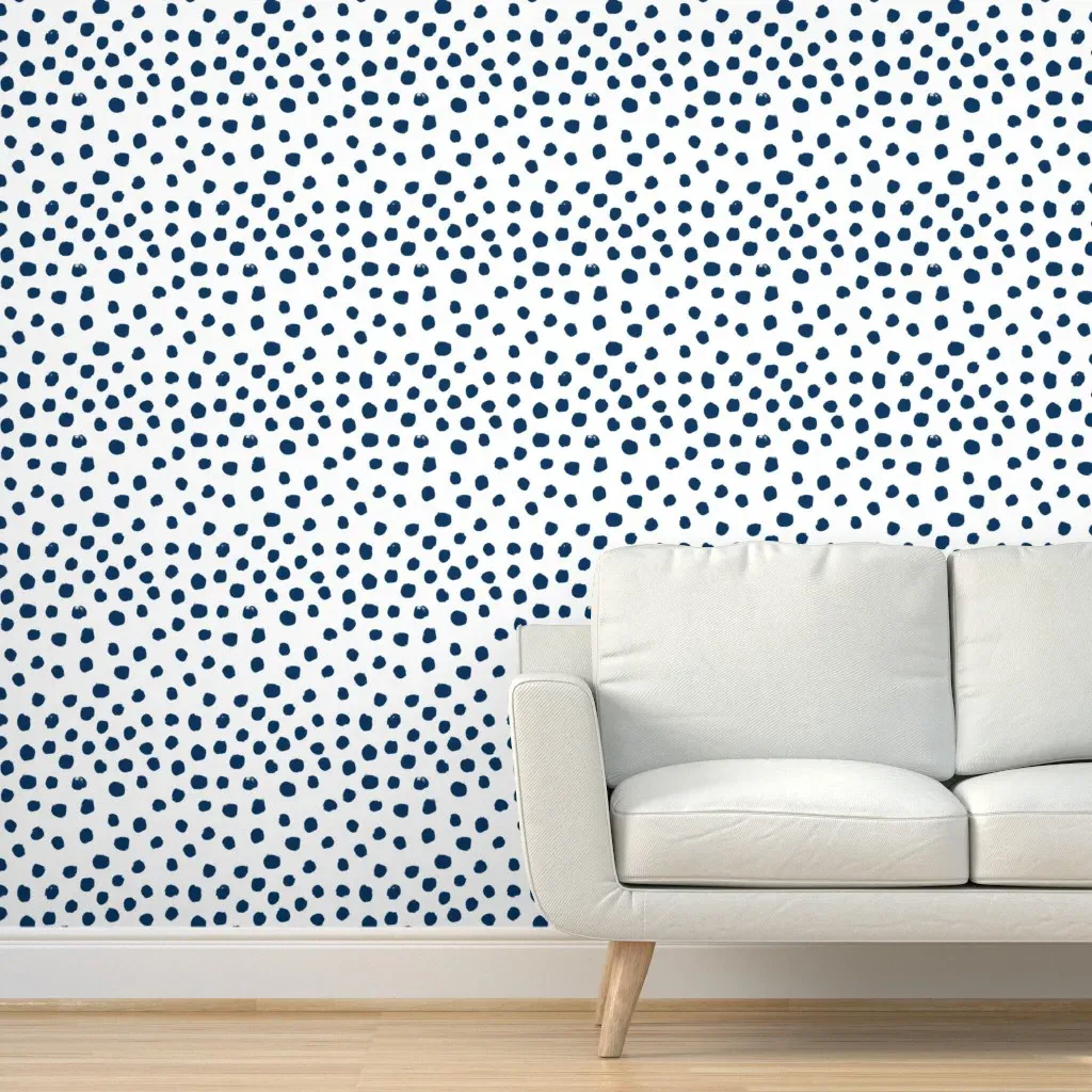 Navy Dots Abstract Peel and Stick Wallpaper - Blue, White product