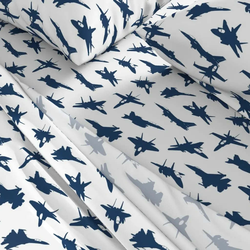 Navy Fighter Jets Large Full Sheet Set - Navy Blue alternate view