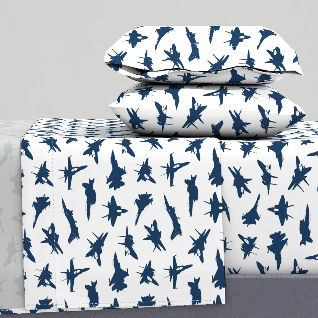 Navy Fighter Jets Large Full Sheet Set - Navy Blue product
